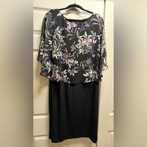 Connected Apparel Black Dress with Floral Design